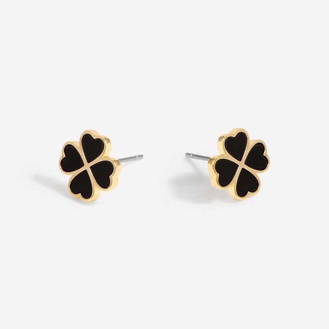 jon richard Jon Richard Gold Plated And Jet Enamel Clover Stud Earrings