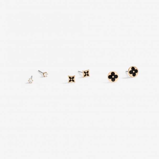 jon richard Jon Richard Gold Plated And Jet Enamel Earrings - Pack Of 3