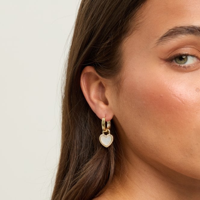 Jon Richard Jon Richard Gold Plated And Jet Enamel Heart Hoop Earrings