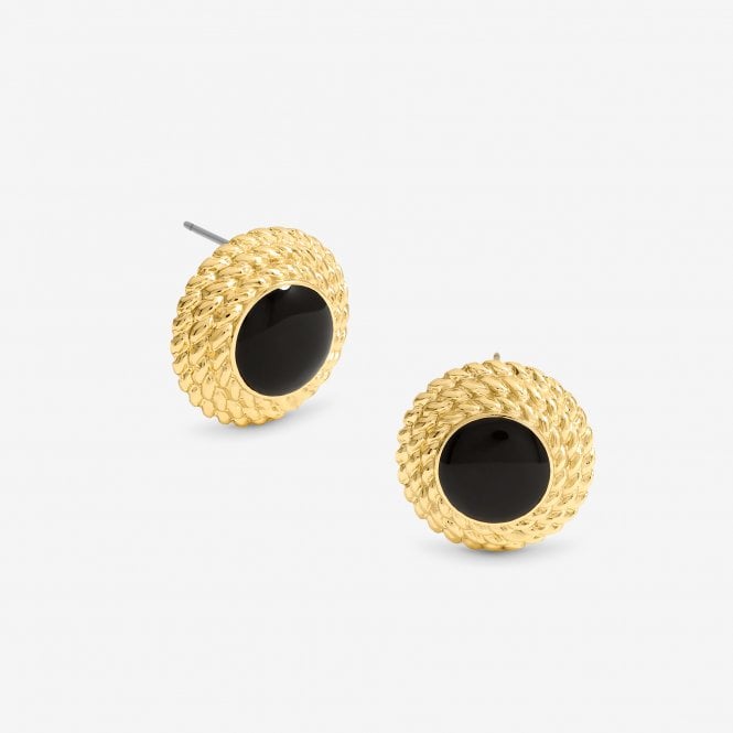 jon richard Jon Richard Gold Plated And Jet Enamel Round Earrings