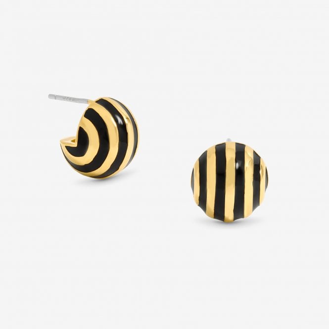 jon richard Jon Richard Gold Plated And Jet Enamel Stripe Dome Earrings