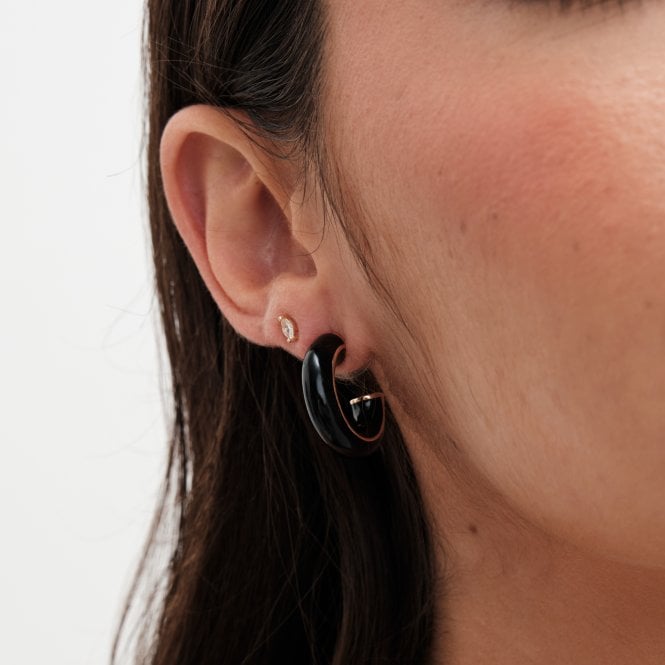 Jon Richard Jon Richard Gold Plated And Jet Hoop Earrings