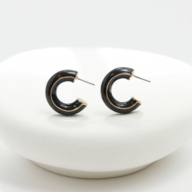 Jon Richard Jon Richard Gold Plated And Jet Hoop Earrings