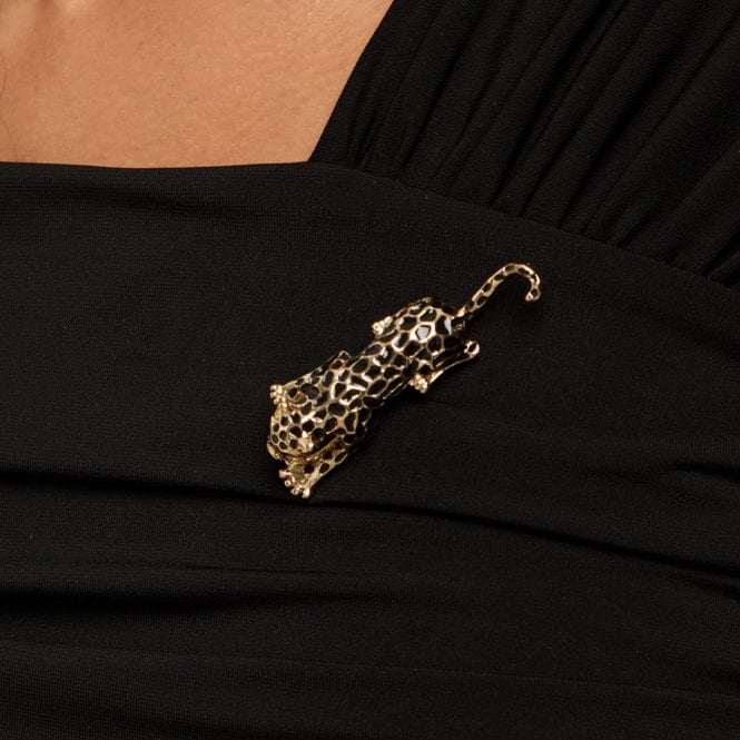 Jon Richard Jon Richard Gold Plated And Jet Lepoard Brooch - Gift Box