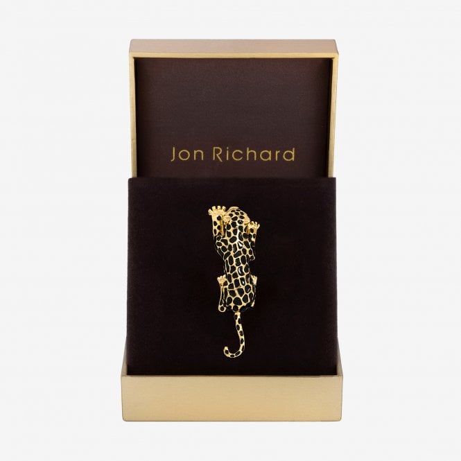 jon richard Jon Richard Gold Plated and Jet Lepoard Brooch - Gift Box