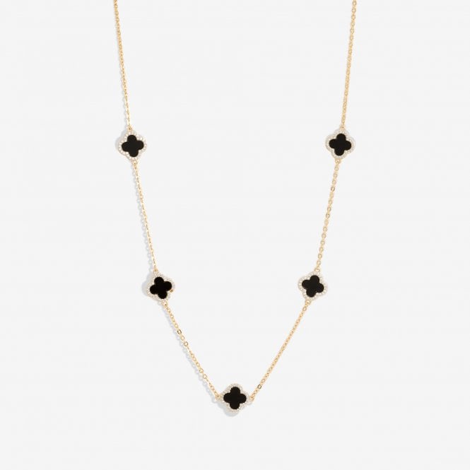 jon richard Jon Richard Gold Plated And Jet Station Clover Necklace