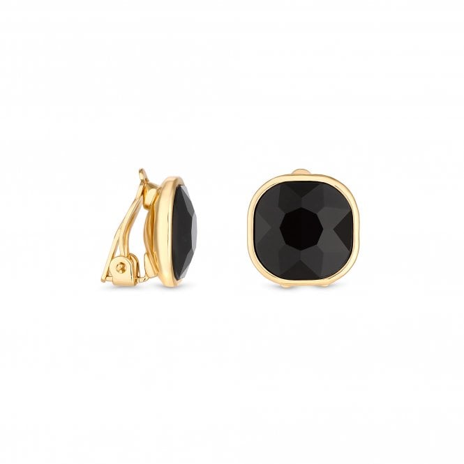 Jon Richard Jon Richard Gold Plated And Jet Stone Clip Earrings