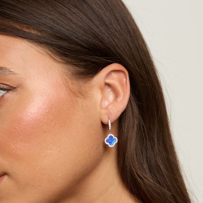 Jon Richard Jon Richard Gold Plated And Lapis Clover Huggie Earrings