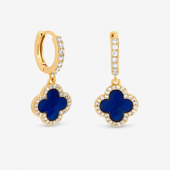 jon richard Jon Richard Gold Plated and Lapis Clover Huggie Earrings