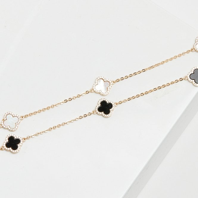 Jon Richard Jon Richard Gold Plated And Mother Of Pearl Station Clover Necklace