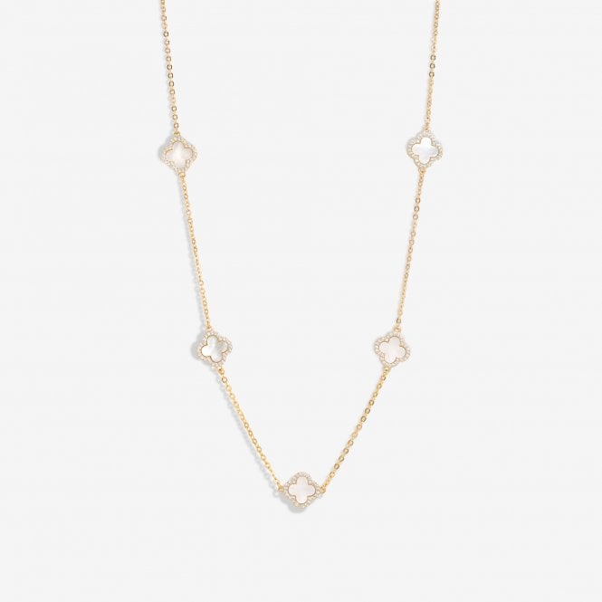 jon richard Jon Richard Gold Plated And Mother of Pearl Station Clover Necklace