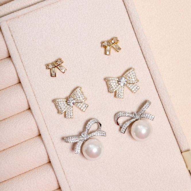 Jon Richard Jon Richard Gold Plated And Pave Bow Studs