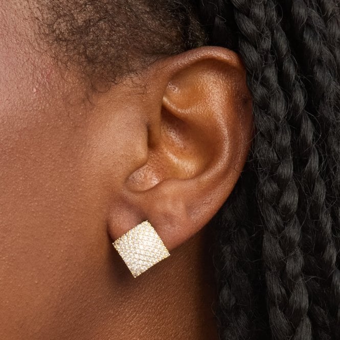 Jon Richard Jon Richard Gold Plated And Pave Diamond Shape Studs