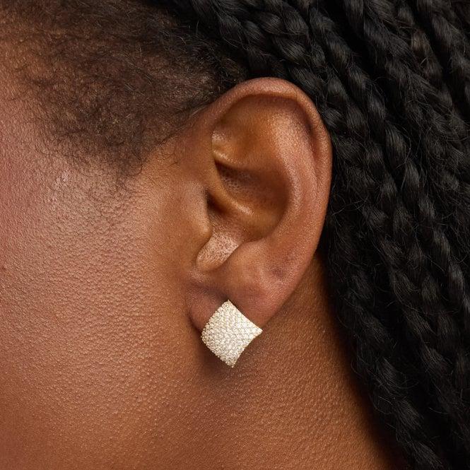 Jon Richard Jon Richard Gold Plated And Pave Diamond Shape Studs