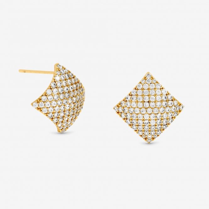 jon richard Jon Richard Gold Plated and Pave Diamond Shape Studs