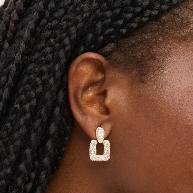 Jon Richard Jon Richard Gold Plated And Pave Door Knocker Drop Earrings