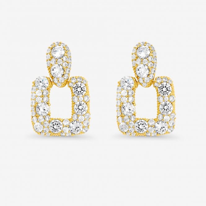 jon richard Jon Richard Gold Plated and Pave Door Knocker Drop Earrings