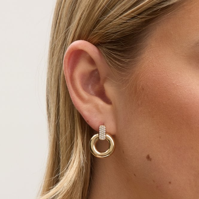 Jon Richard Jon Richard Gold Plated And Pave Door Knocker Earrings