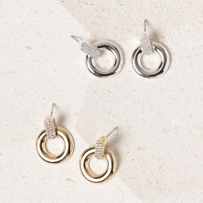 Jon Richard Jon Richard Gold Plated And Pave Door Knocker Earrings