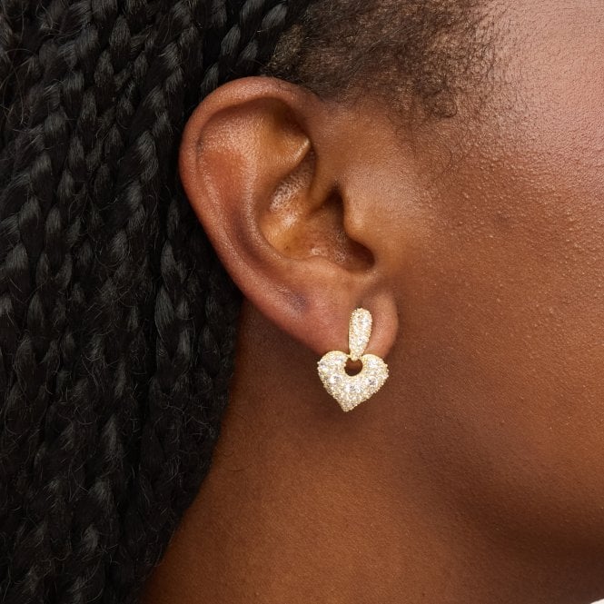 Jon Richard Jon Richard Gold Plated And Pave Heart Door Knocker Earrings