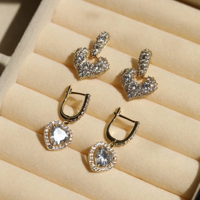 Jon Richard Jon Richard Gold Plated And Pave Heart Door Knocker Earrings