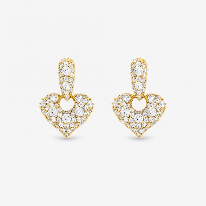 jon richard Jon Richard Gold Plated and Pave Heart Door Knocker Earrings