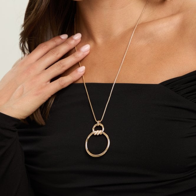 Jon Richard Jon Richard Gold Plated And Pave Long Pendant