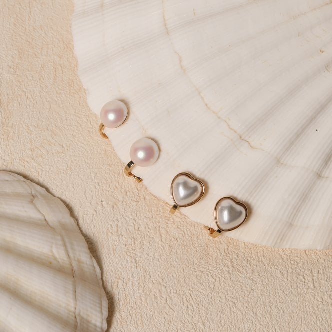 Jon Richard Jon Richard Gold Plated And Pearl Heart Clip Earrings