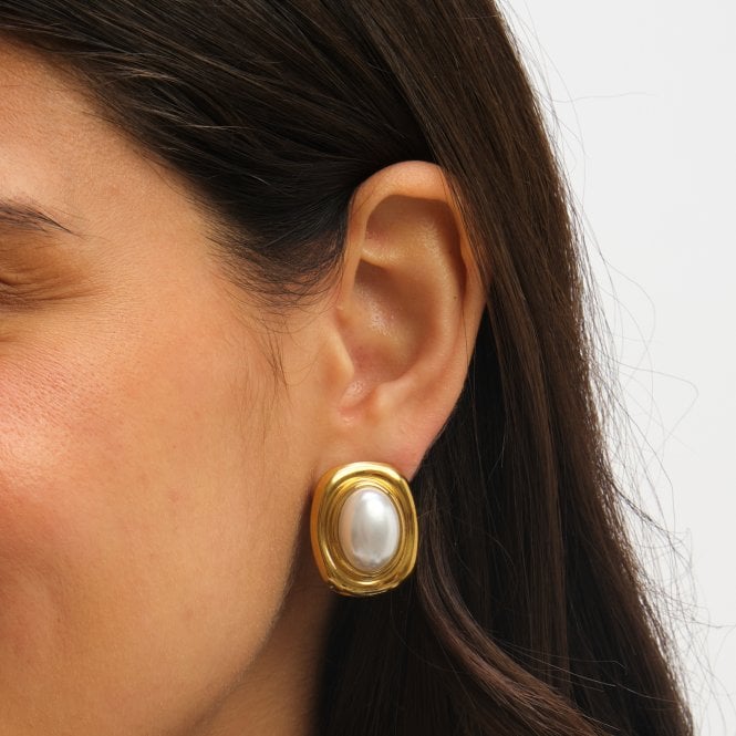 Jon Richard Jon Richard Gold Plated And Pearl Polished Earrings