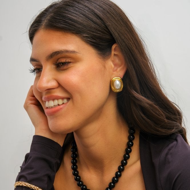 Jon Richard Jon Richard Gold Plated And Pearl Polished Earrings