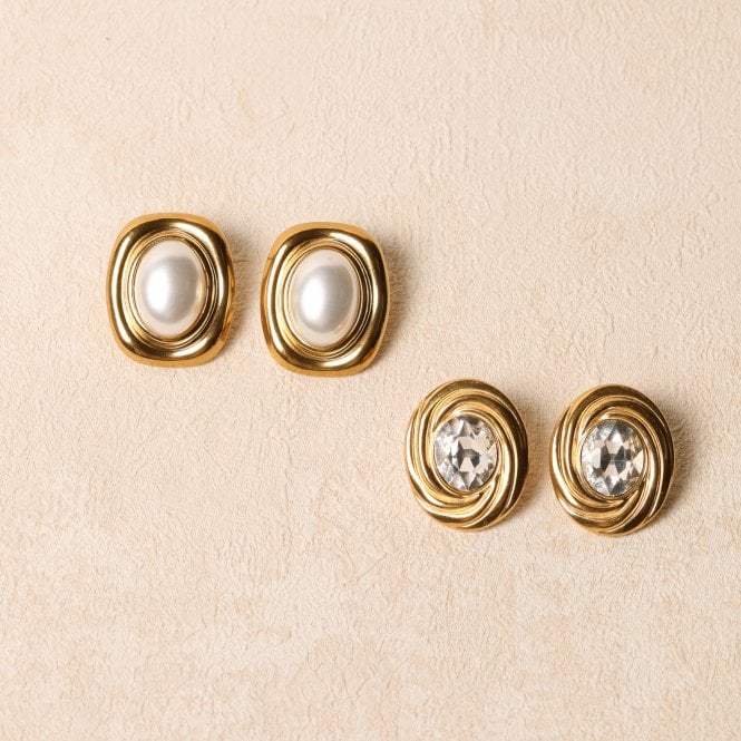 Jon Richard Jon Richard Gold Plated And Pearl Polished Earrings