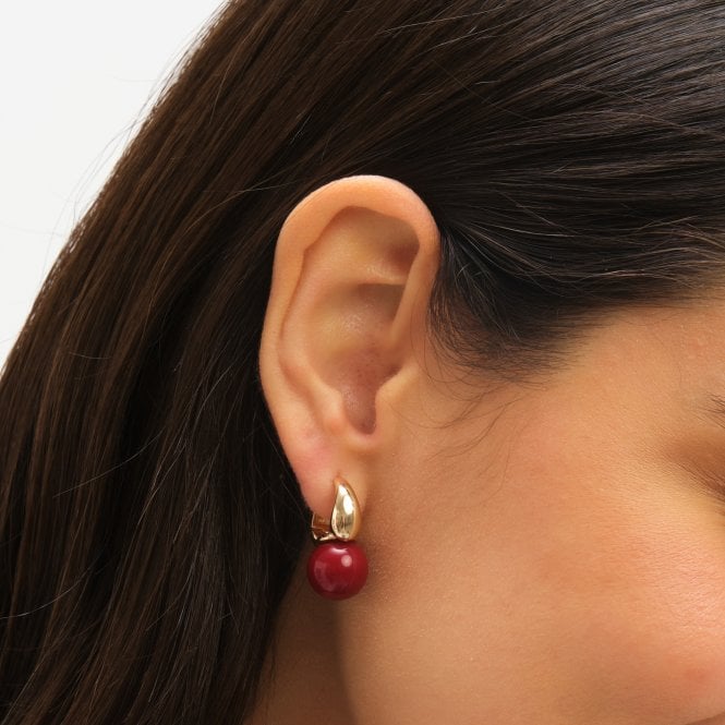 Jon Richard Jon Richard Gold Plated And Red Bead Earrings