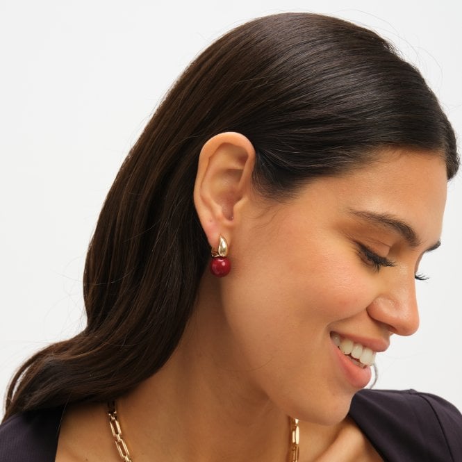 Jon Richard Jon Richard Gold Plated And Red Bead Earrings