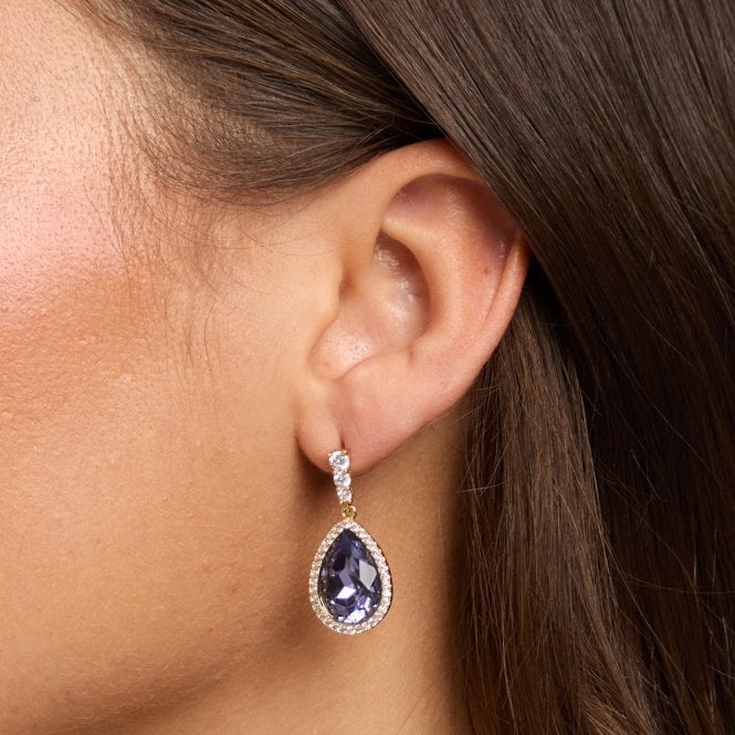 Jon Richard Jon Richard Gold Plated And Tanzanite Pear Drop Earrings