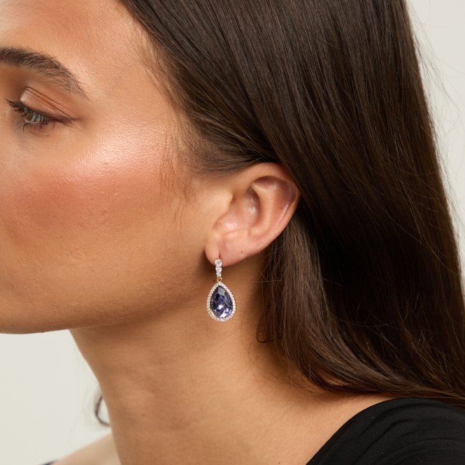 Jon Richard Jon Richard Gold Plated And Tanzanite Pear Drop Earrings
