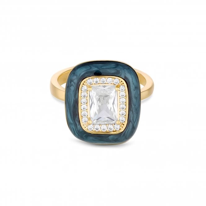jon richard Jon Richard Gold Plated Blue Enamel And Cubic Zirconia Ring