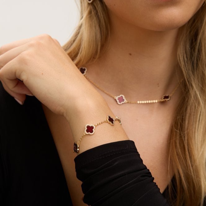 Jon Richard Jon Richard Gold Plated Carnelian Clover Bracelet