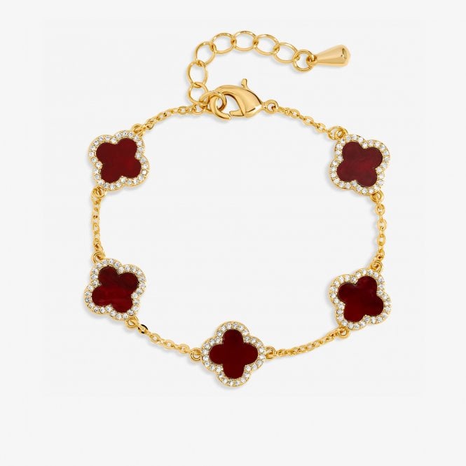 jon richard Jon Richard Gold Plated Carnelian Clover Bracelet