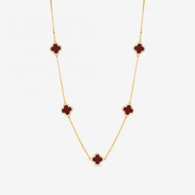 jon richard Jon Richard Gold Plated Carnelian Station Clover Necklace