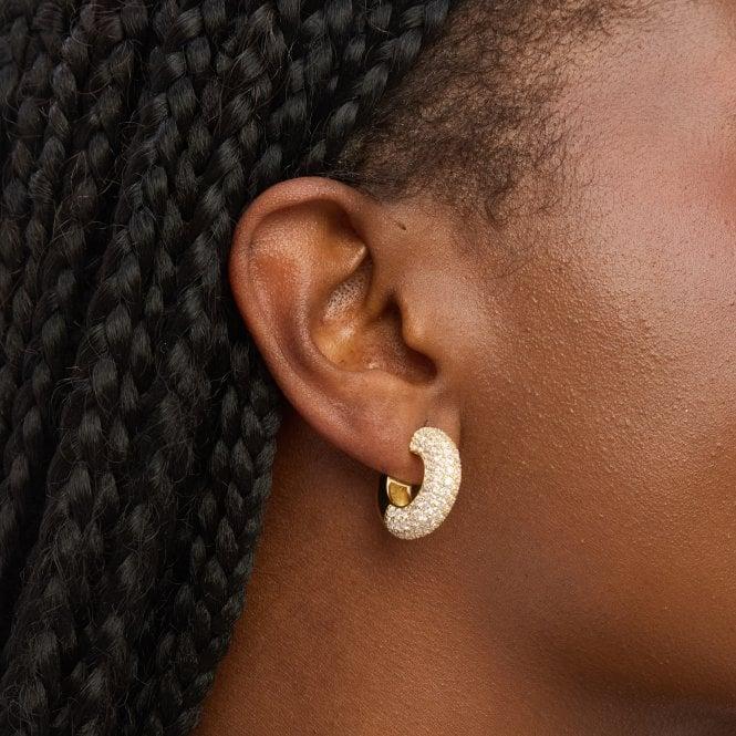 Jon Richard Jon Richard Gold Plated Chubby Pave Hoop Earrings