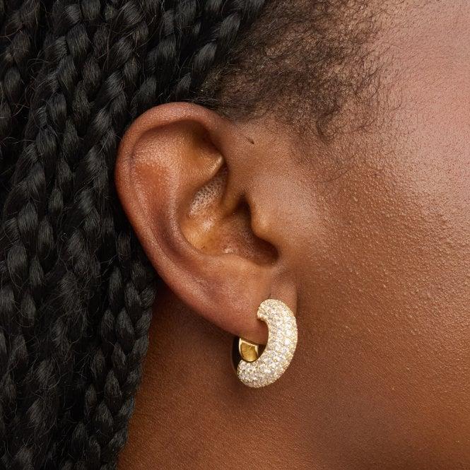 Jon Richard Jon Richard Gold Plated Chubby Pave Hoop Earrings