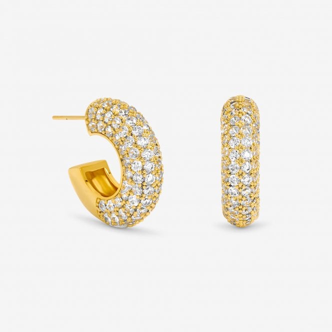 jon richard Jon Richard Gold Plated Chubby Pave Hoop Earrings