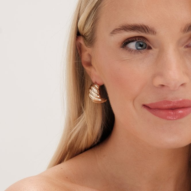 Jon Richard Jon Richard Gold Plated Chunky Ridge Dome Earrings