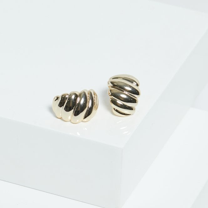 Jon Richard Jon Richard Gold Plated Chunky Ridge Dome Earrings