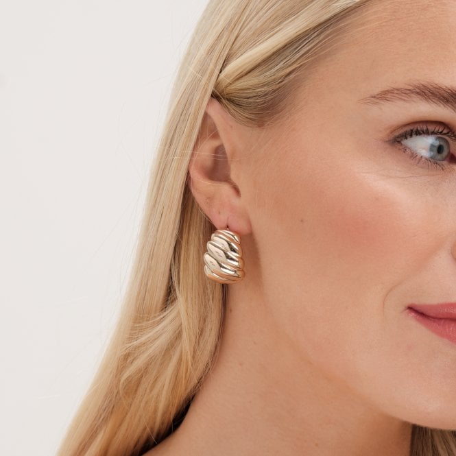 Jon Richard Jon Richard Gold Plated Chunky Ridge Dome Earrings