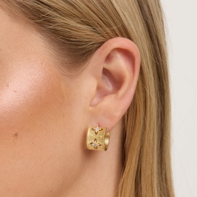 Jon Richard Jon Richard Gold Plated Clover Hoop Earrings