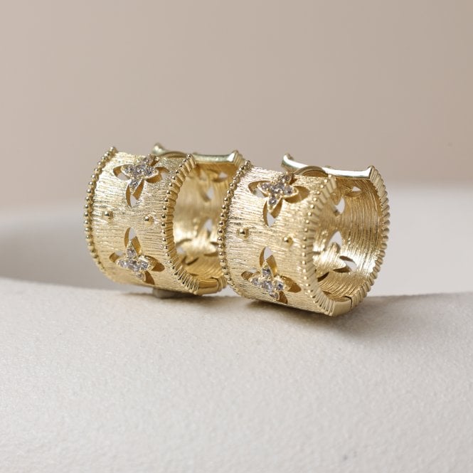 Jon Richard Jon Richard Gold Plated Clover Hoop Earrings