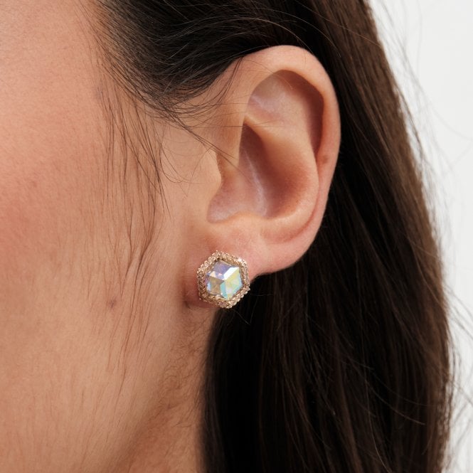 Jon Richard Jon Richard Gold Plated Crystal And Ab Cube Earrings