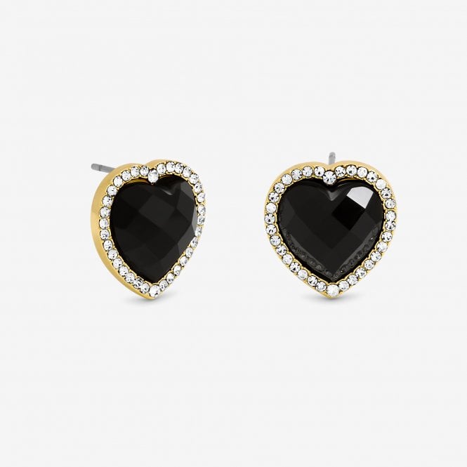 jon richard Jon Richard Gold Plated Crystal and Jet Heart Studs