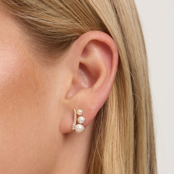 Jon Richard Jon Richard Gold Plated Crystal And Pearl Mini Climber Earrings